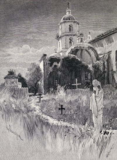 Graveyard and mission, San Luis Rey de Francia, California, from 
